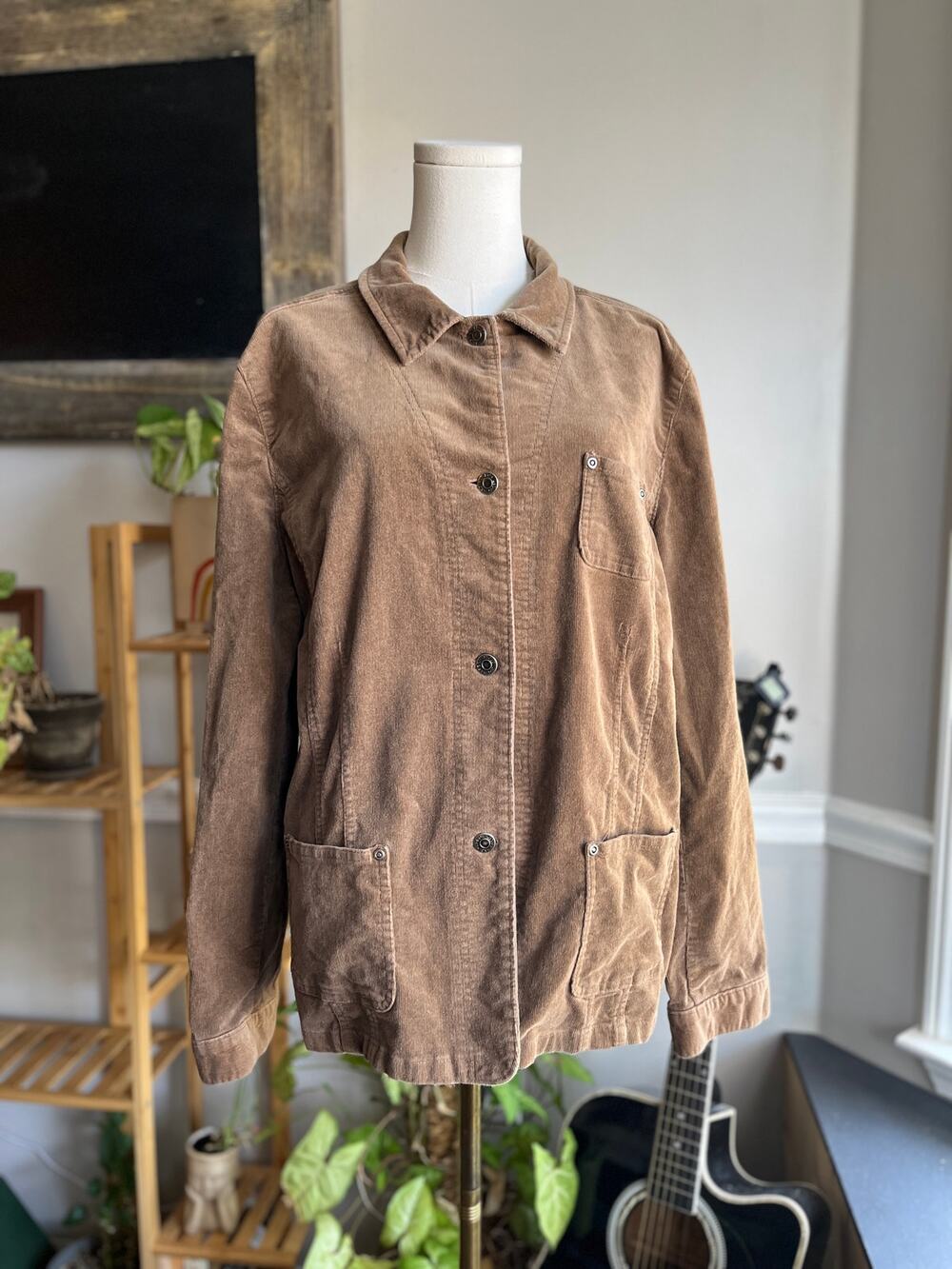 Vintage Y2K Tan Brown Corduroy Cotton Chore Jacket Size XL